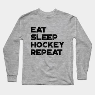 Eat Sleep Hockey Repeat Funny Vintage Retro Long Sleeve T-Shirt